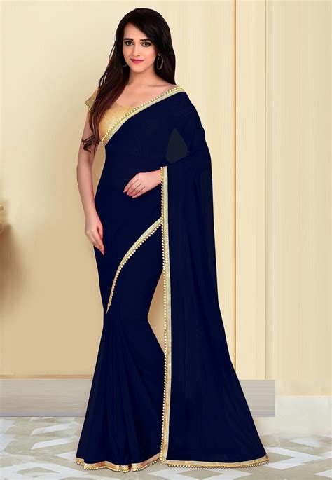 navy blue saree for girls